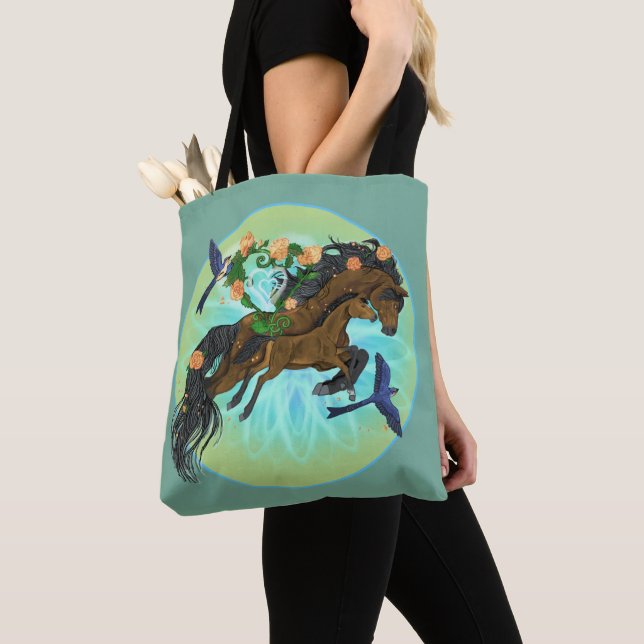 Momma Horse och föl Tygkasse (Närbild)