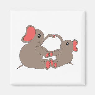 Momma och Baby Elephant Magnet