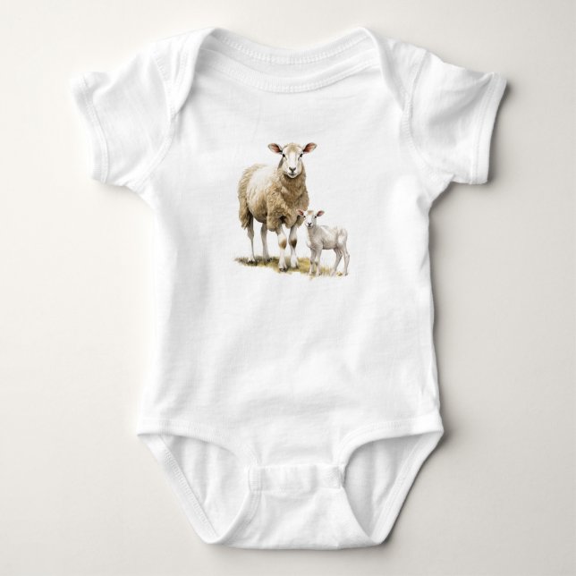 Momma och Baby får, Lamb, Baby Gift T Shirt (Framsida)
