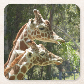Momma och Baby Giraffe Underlägg Papper Kvadrat