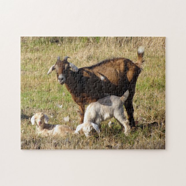 Momma och Baby Goats Puzzle Pussel (Horisontell)
