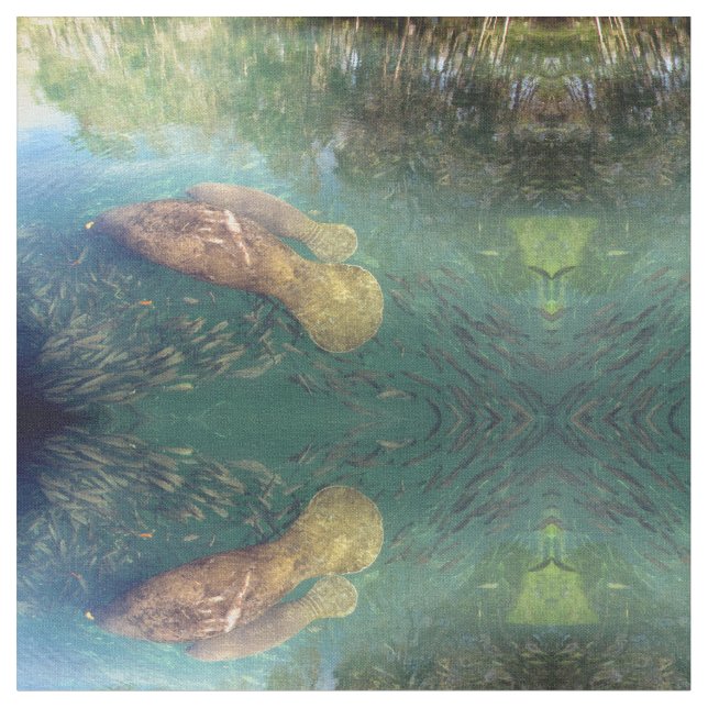 Momma och Baby Manatee Fabric Tyg (Närbild)