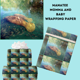 Momma och Baby Manatee Wrapping Papper Presentpapper