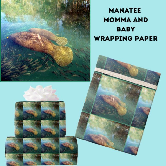 Momma och Baby Manatee Wrapping Papper Presentpapper (Skapare uppladdad)