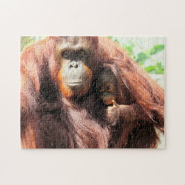Momma och Baby Orangutan Puzzle Pussel