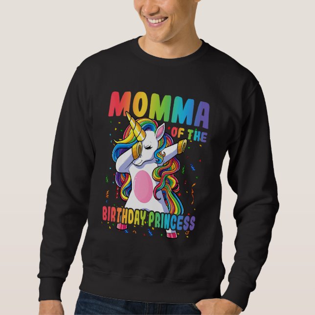 Momma prinsessan Dabbing Unicorn Gir Lång Ärmad Tröja (Framsida)