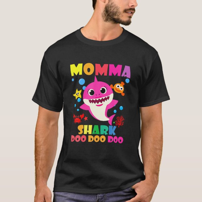 Momma Shark Doo Doo Funny Baby Mamma pappa Kids T Shirt (Framsida)