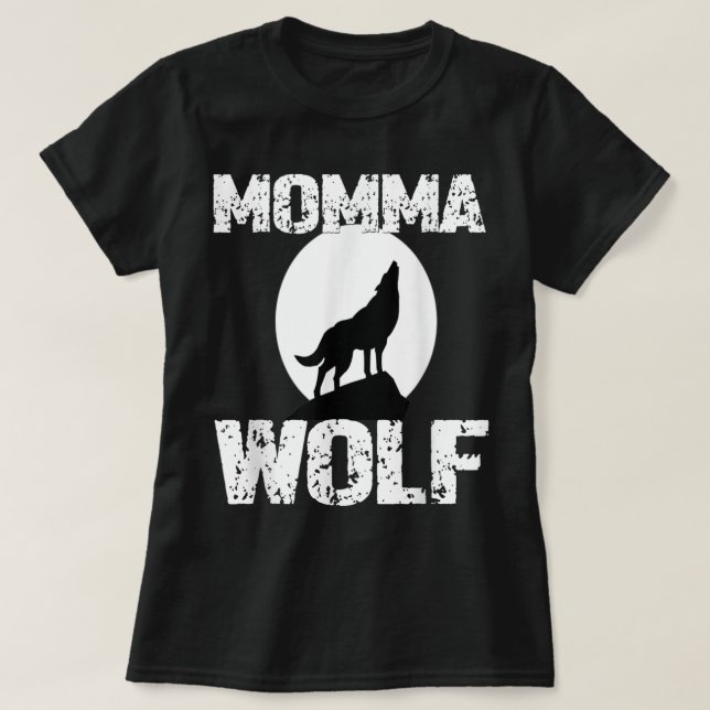 Momma Wolf Moon Silhouette Design T Shirt (Design framsida)