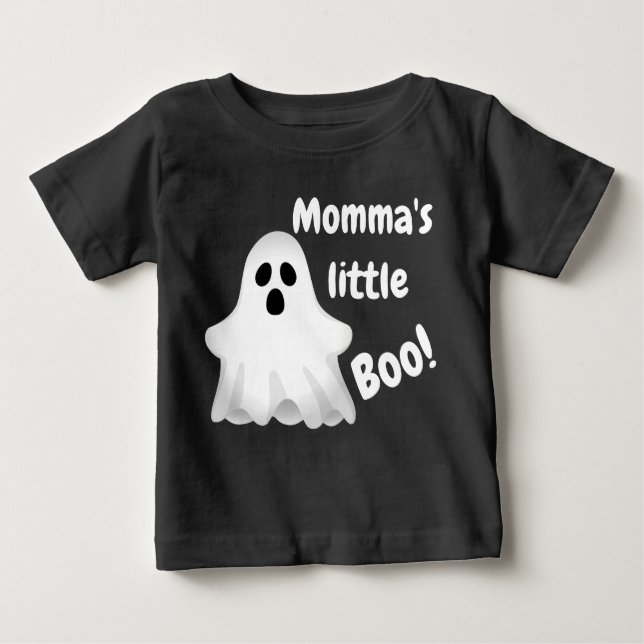 Momma's Little Boo Ghost Baby T-Shirt (Framsida)