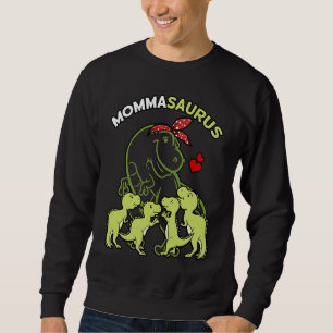 Mommasaurus Mamma 4 Barn Dinosaur Mors Dag Lång Ärmad Tröja