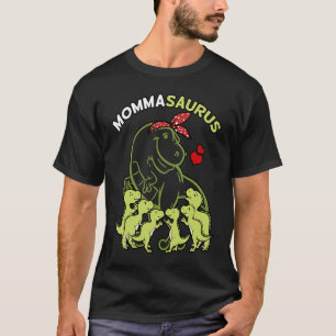 Mommasaurus Momma 6 Kids Dinosaur Mors dag T Shirt
