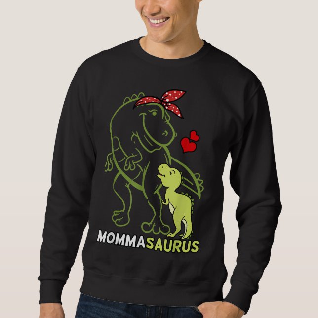 Mommasaurus Momma Dinosaur Baby Mamma Mors dag Lång Ärmad Tröja (Framsida)