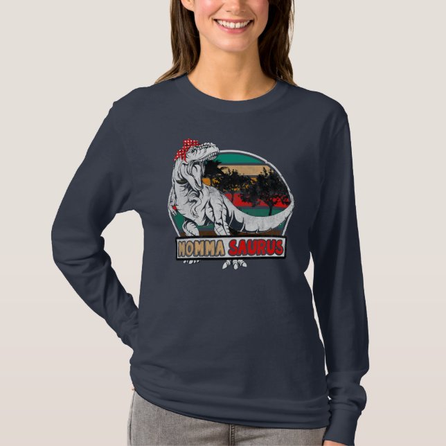Mommasaurus t Rex Dinosaur Momma Saurus-familjen Shirt (Framsida)