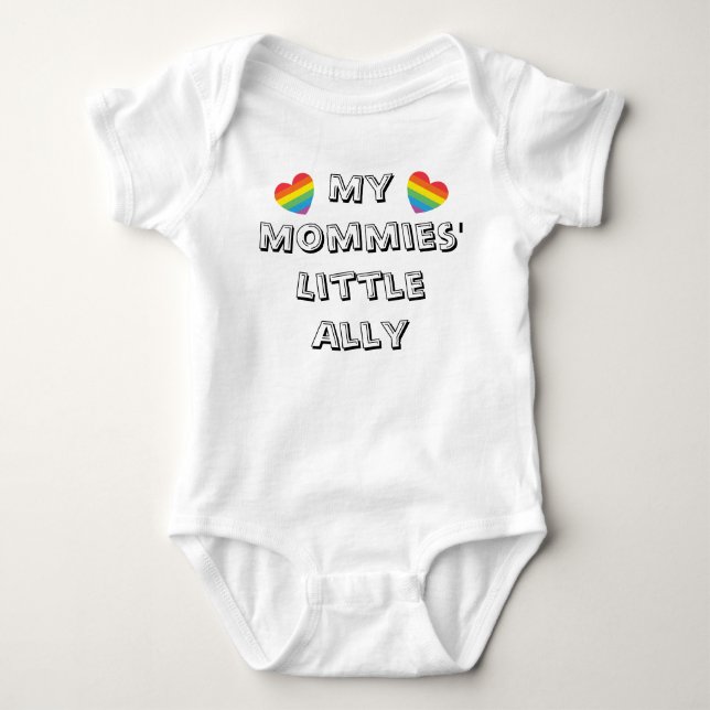 Mommies Ally Rainbow Hearts Two Mammor Cute Pride T Shirt (Framsida)