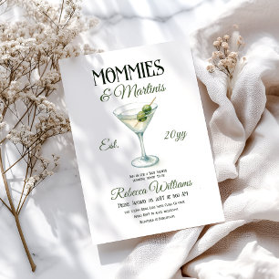 Mommies and Martini A Tini One Olive Baby Shower Inbjudningar