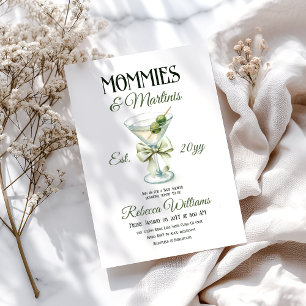 Mommies and Martini Tini One Olive Bow Baby Shower Inbjudningar