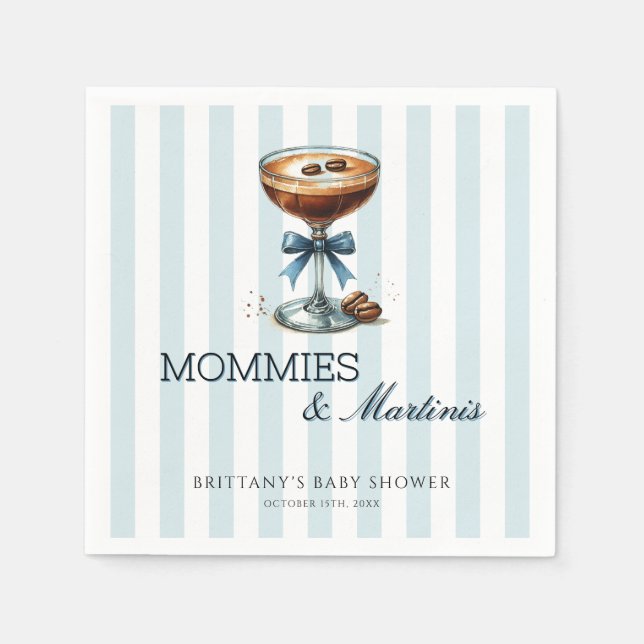 Mommies and Martinis Blue Bow Boy Shower Pappersservett (Framsidan)