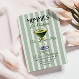 Mommies and Matcha Oliv grönt Bow Baby Shower Inbjudningar