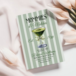 Mommies and Matcha Oliv grönt Bow Baby Shower Inbjudningar