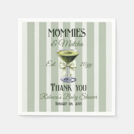 Mommies and Matcha Oliv grönt Bow Baby Shower Pappersservett