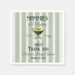 Mommies and Matcha Oliv grönt Bow Baby Shower Pappersservett