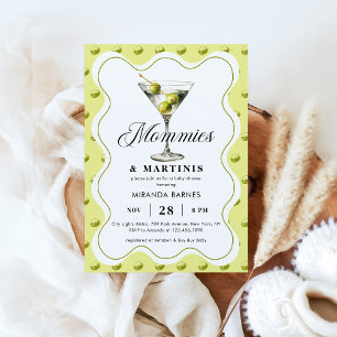 Mommies & Martinis Olive Martini Glass Baby Shower Inbjudningar