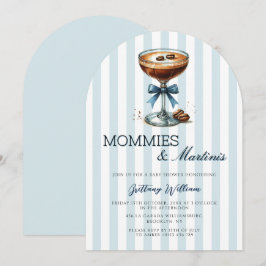 Mommies och Martinis Blue Bow Arch Baby Shower Inbjudningar