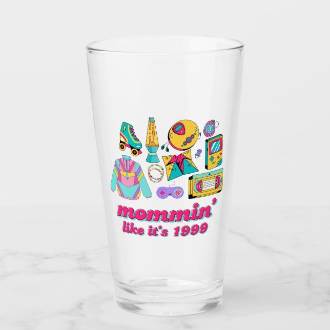 Mommin som 1999 - Lustigt Y2K Mamma-gift Glaskopp (Framsida)