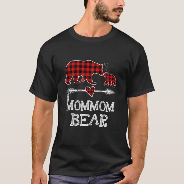 Mommom Bear jul jul Pajama Red Play Buffalo Fam T Shirt (Framsida)