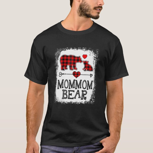 Mommom Bear jul jul Pajama Red Play Buffalo Fam T Shirt (Framsida)