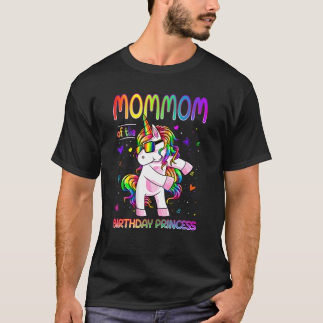 Mommom of the Birthday Princess Girl Flossing Unic T Shirt (Framsida)