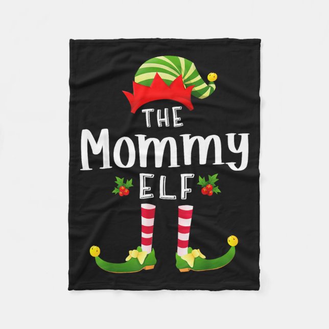 Mommy Christmas Elf Matching Pajama X-mas Party  Fleecefilt (Framsidan)