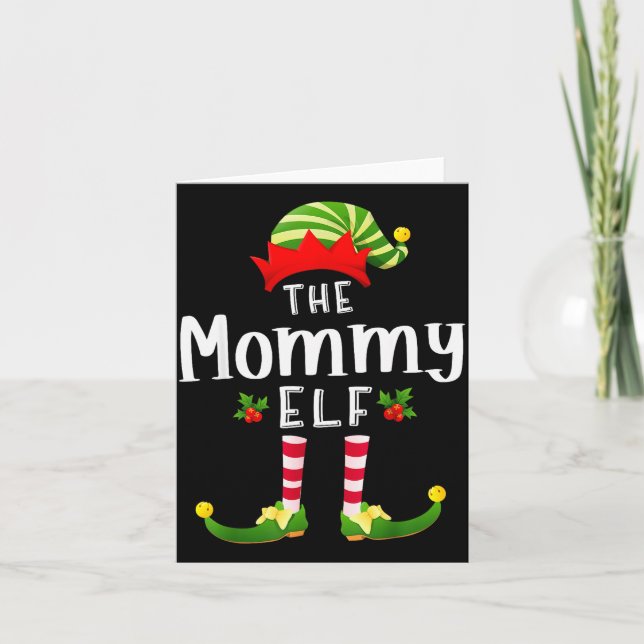Mommy Christmas Elf Matching Pajama X-mas Party  Kort (Framsida)