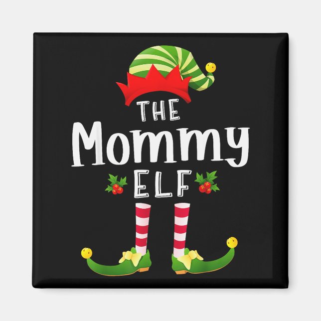Mommy Christmas Elf Matching Pajama X-mas Party  Magnet (Framsidan)