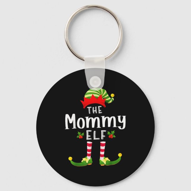 Mommy Christmas Elf Matching Pajama X-mas Party  Nyckelring (Framsida)