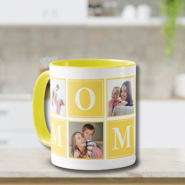 Mommy Collage Script 5 Photos for Mom Yellow Mugg (Skapare uppladdad)