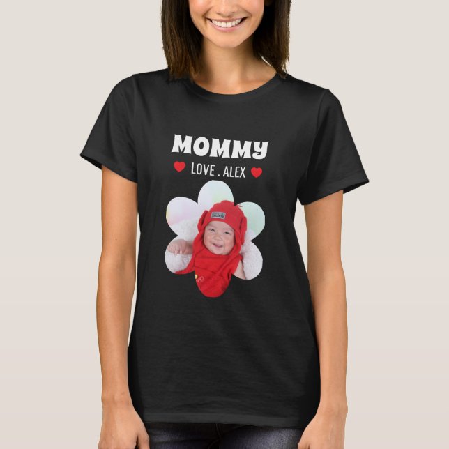 Mommy Custom Photo  T Shirt (Framsida)