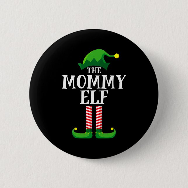Mommy Elf Matching Family Christmas Party  Knapp (Framsida)