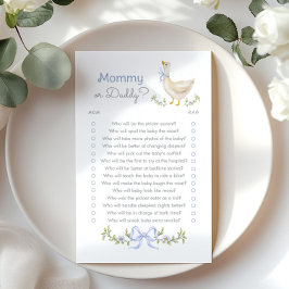Mommy eller Daddy Blue Goose baby shower-spel