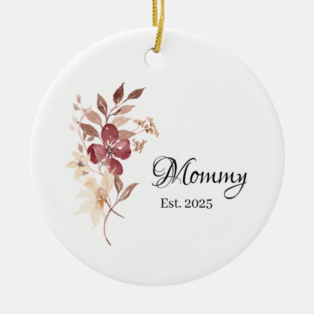 Mommy Est. Year – New Mommy Milestone Julgransprydnad Keramik (Framsidan)