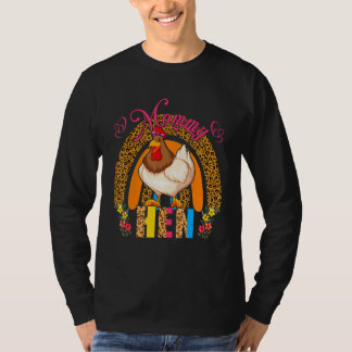 Mommy Hen Cute Floral Chicken Bow Tie Rainbow Moth T Shirt