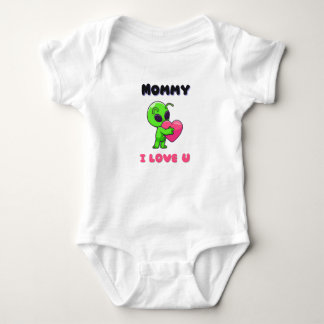 "Mommy I Love U" Cute Baby Alien Heart T Shirt