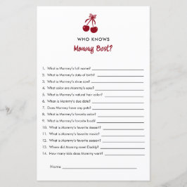 Mommy Knows Best Baby Shower Game Cherry Bow Red
