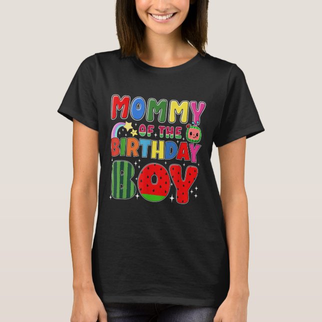 Mommy Of The Birthday Boy Melon Family Matching Fu T Shirt (Framsida)