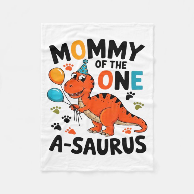 Mommy Of The One-a-saurus 2nd Birthday Dinosaur Pa Fleecefilt (Framsidan)