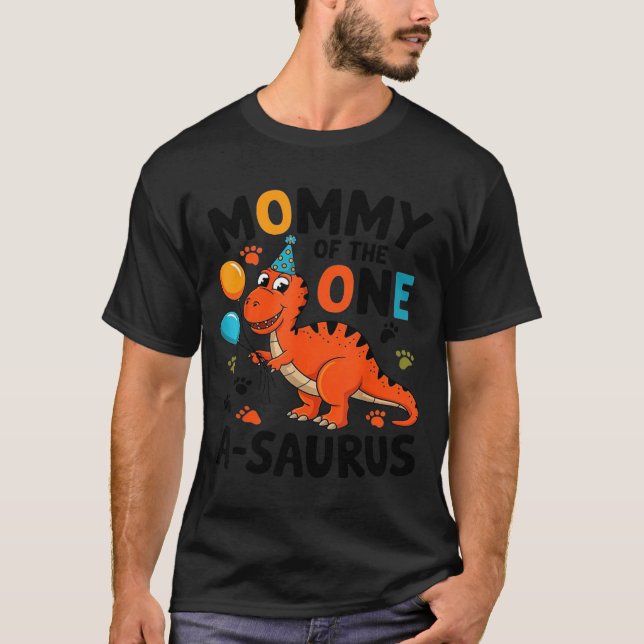 Mommy Of The One-a-saurus 2nd Birthday Dinosaur Pa T Shirt (Framsida)