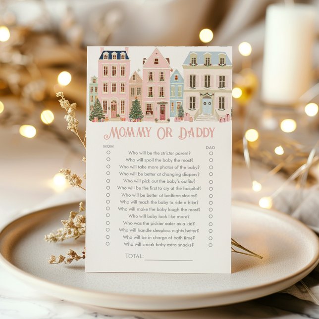 Mommy or Daddy Christmas Village Baby shower game (Skapare uppladdad)