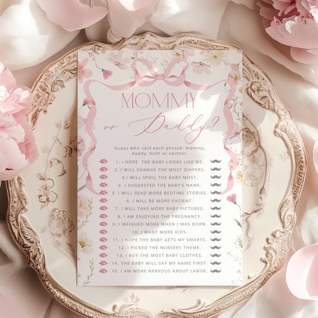  Mommy or Daddy Pink Bow Guess Who Floral game (Skapare uppladdad)