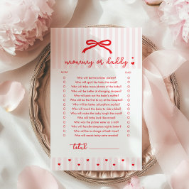 Mommy or daddy Red Bow Coquette Baby Shower game