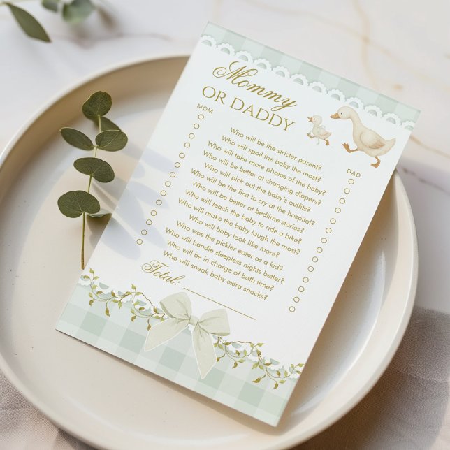 Mommy or Daddy Silly Goose Sage Baby Shower game (Skapare uppladdad)